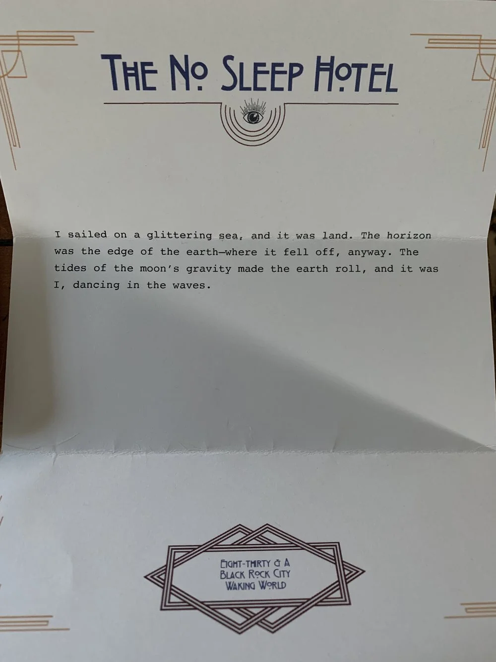 The dream card from The No Sleep Hotel
